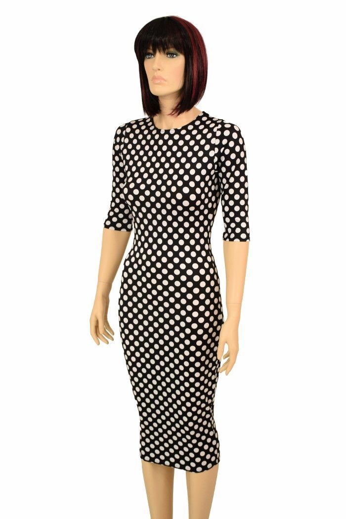 Black & White Polka Dot Wiggle Dress | Coquetry Clothing