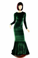 Green Velvet Long Sleeve Gown - 5