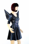 Black Mega Sharp Shoulder Skater Dress - 3