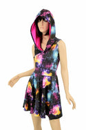 Sleeveless Galaxy Hooded Skater Dress - 4