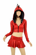 Red & Black Dragon Hoodie Skirt Set - 2