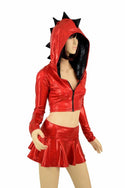 Red & Black Dragon Hoodie Skirt Set - 3