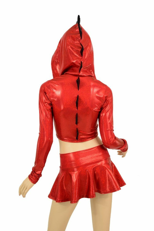 Red & Black Dragon Hoodie Skirt Set - 5