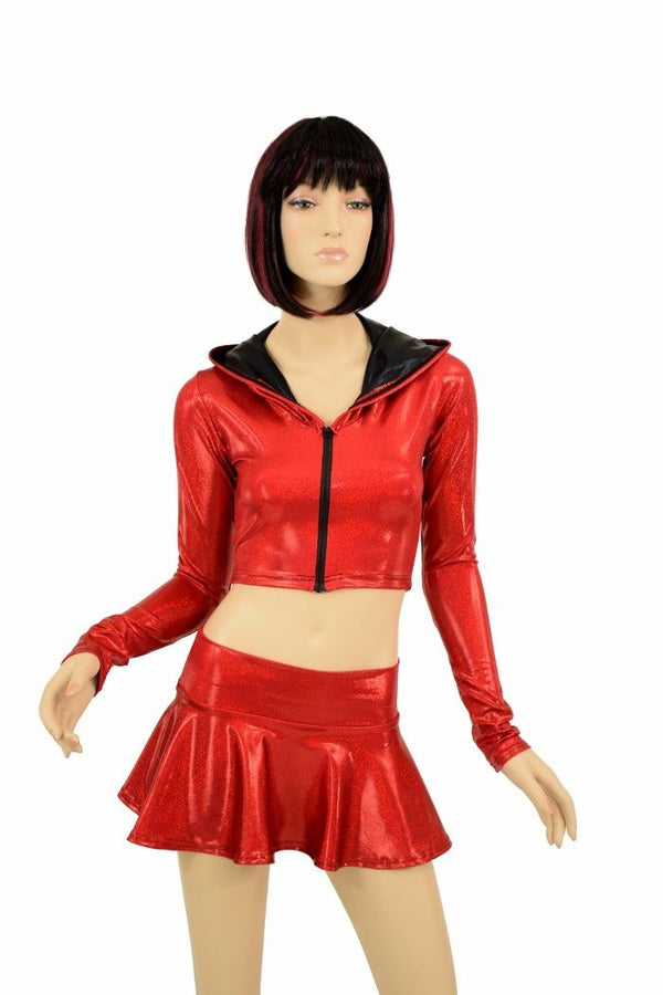 Red & Black Dragon Hoodie Skirt Set - 7