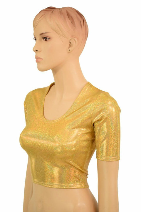 Gold Sparkly Jewel Crop Top - Coquetry Clothing