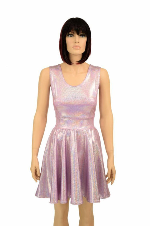 Lilac Holographic Skater Dress - Coquetry Clothing