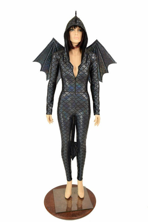 Black Dragon Catsuit (+Wings and Tail!) - Coquetry Clothing