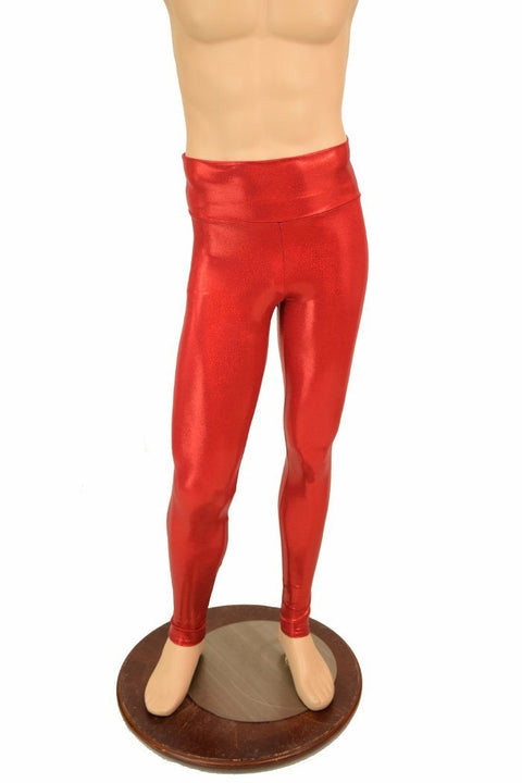 Mens Red Sparkly Jewel Leggings - Coquetry Clothing