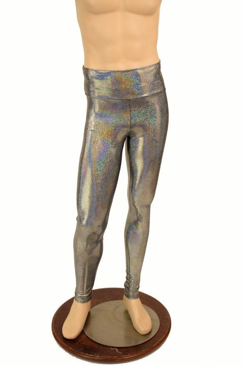 Mens Silver Holographic Leggings - Coquetry Clothing