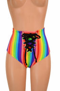 Rainbow Stripe Front Lace Up Siren Shorts - 2