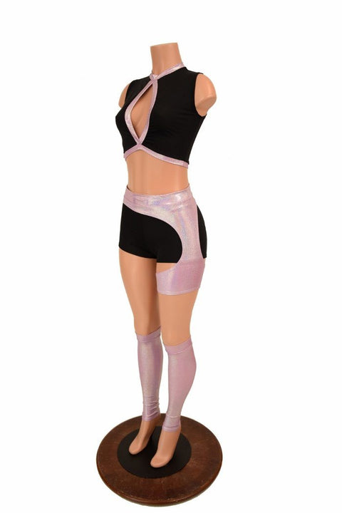 5PC Top, Shorts, Legwarmers & Garter Set - Coquetry Clothing