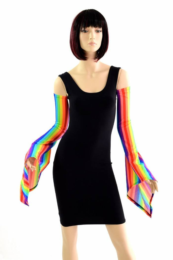 Rainbow Vertical Stripe Pixie Arm Warmer Sleeves - 1