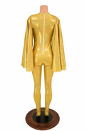 Gold Catsuit with Fan Sleeve Wings - 4