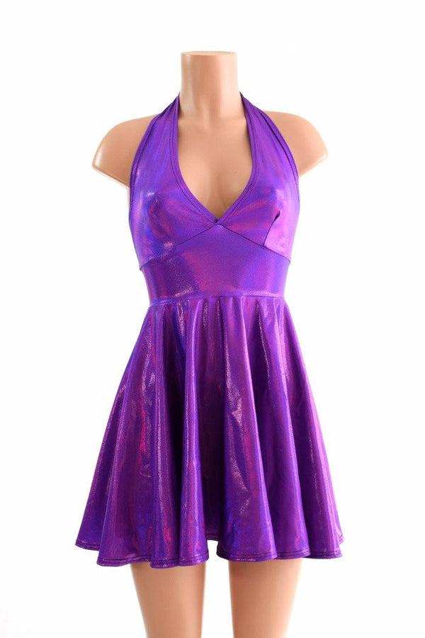 Grape Holographic Halter Skater Dress - 6