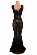 Lace Up Mesh Gown - 4