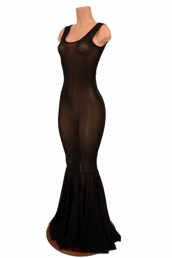 Lace Up Mesh Gown - 5
