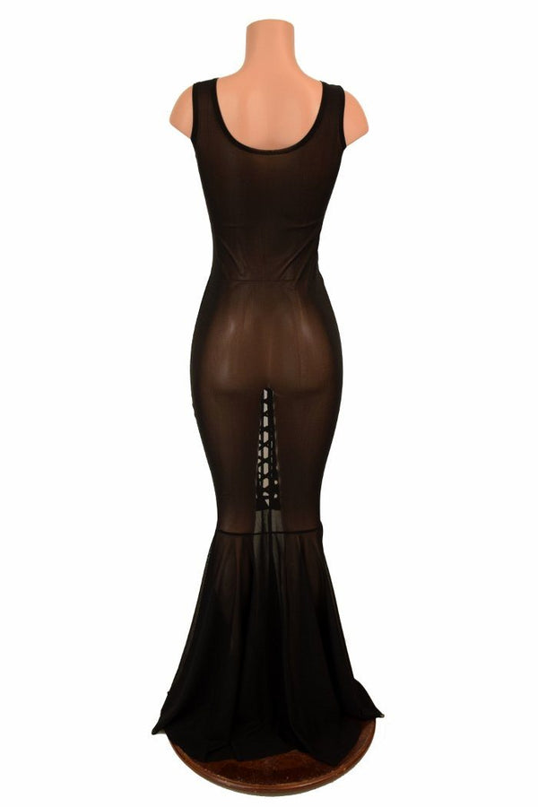 Lace Up Mesh Gown - 9