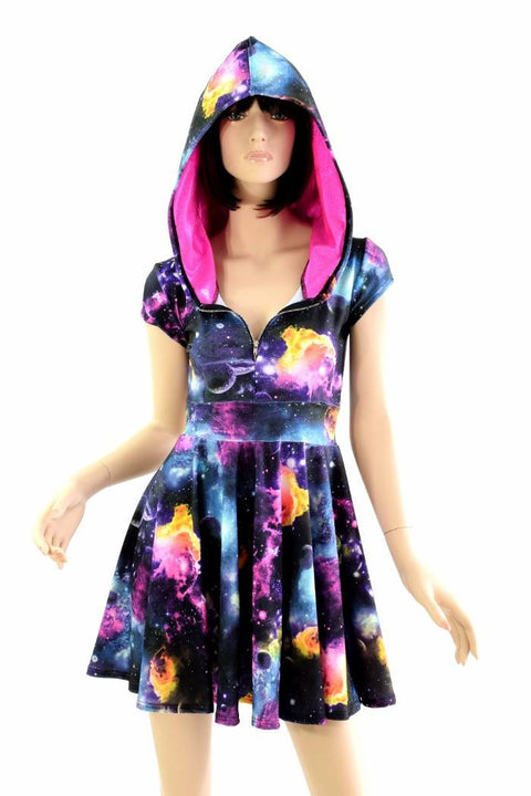 Galaxy Zipper Front Skater Dress - Coquetry Clothing