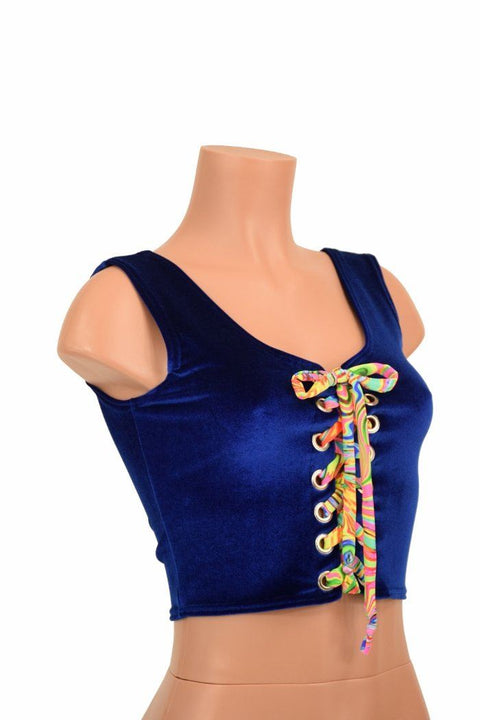 Lace Up Sapphire Tank Crop - Coquetry Clothing
