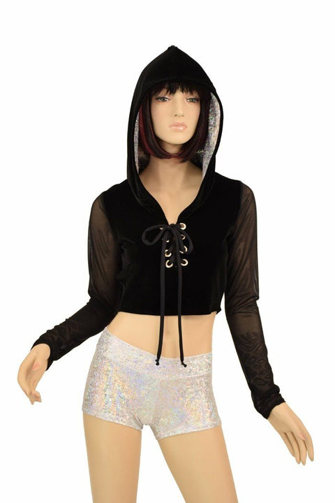 Lace Up Crop Hoodie & Shorts Set - Coquetry Clothing