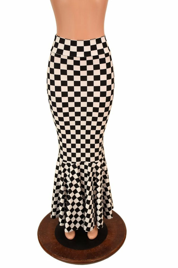 Black & White Check Mermaid Skirt - 2