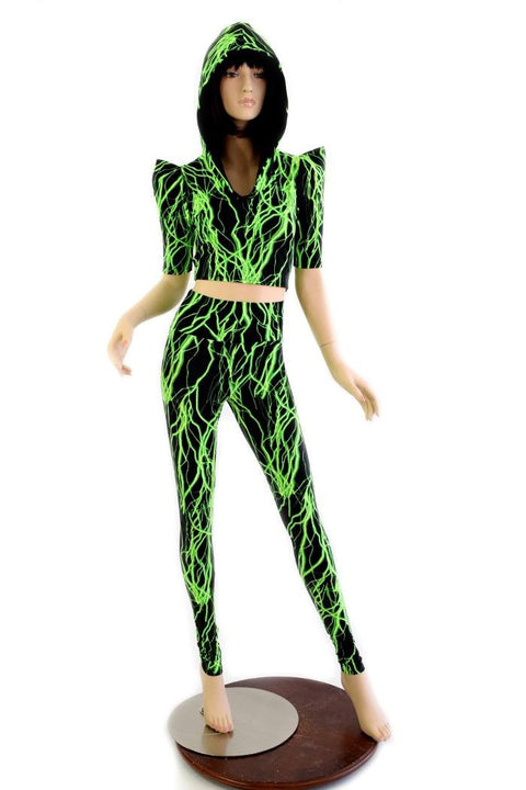 Green Lightning Crop & Leggings Set - Coquetry Clothing
