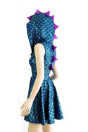 Turquoise Scale Zipper Front Skater Dress - 3