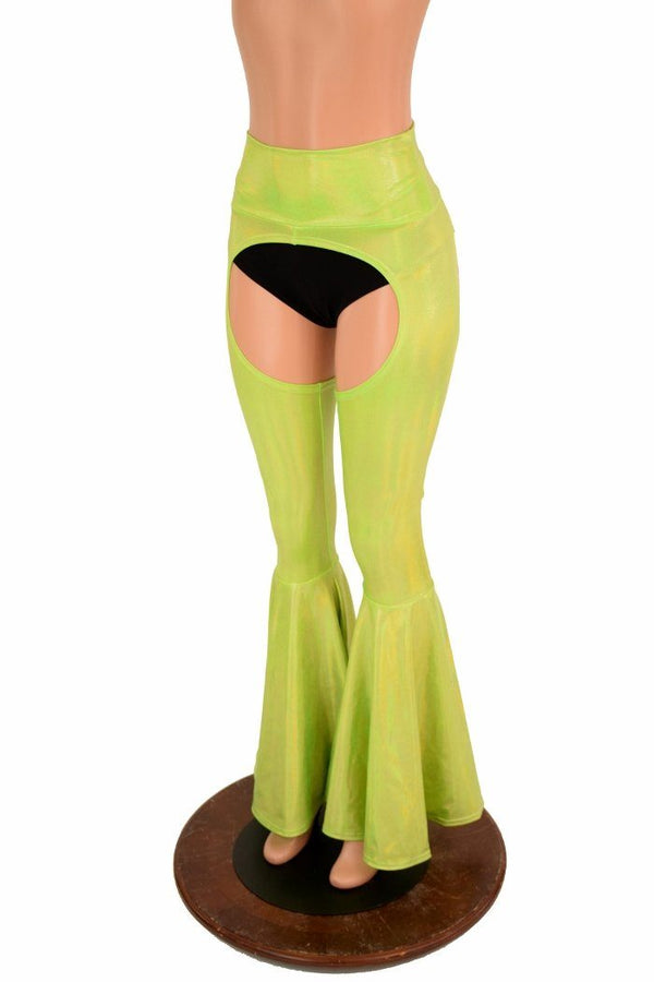 Lime Holo Bell Bottom Flare Chaps - 6