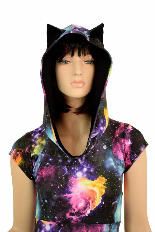 Cap Sleeve Galaxy Cat Skater Dress - 2