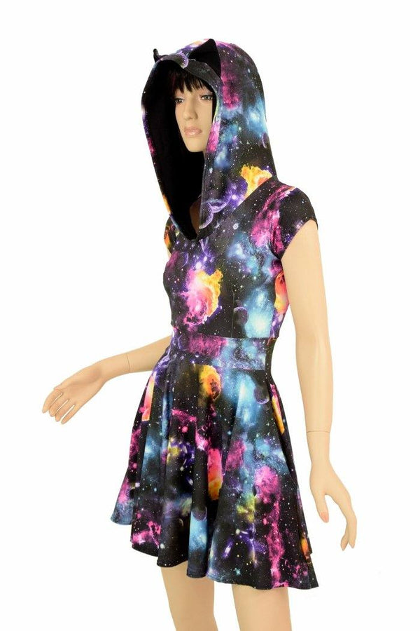 Cap Sleeve Galaxy Cat Skater Dress - 4