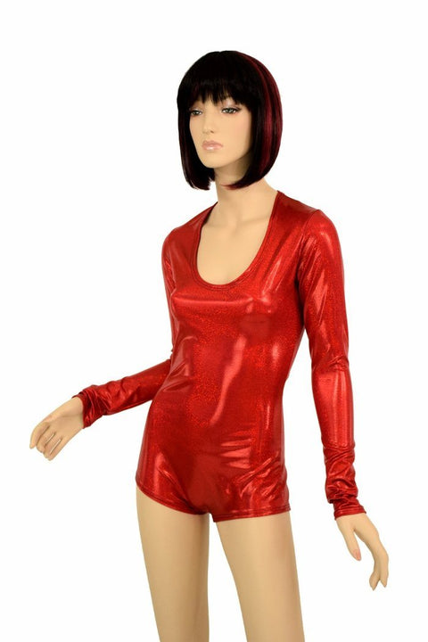 Long Sleeve Red Sparkly Romper - Coquetry Clothing