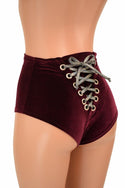 Burgundy Back Lace Up Siren Shorts - 5