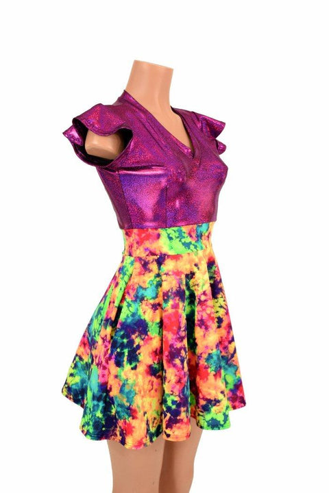 Acid Splash & Fuchsia Skater Dress - Coquetry Clothing
