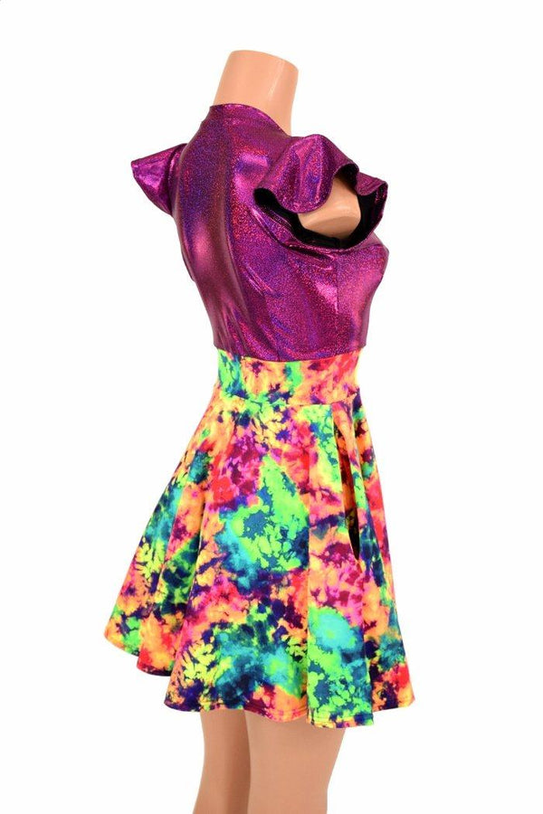 Acid Splash & Fuchsia Skater Dress - 2