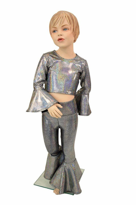 Girls Silver Holographic Flares & Top Set - Coquetry Clothing