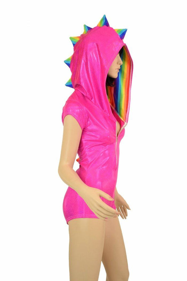 Pink & Rainbow Dragon Hoodie Romper - 4