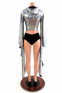 Silver Kimono Hoodie Crop Top - 2