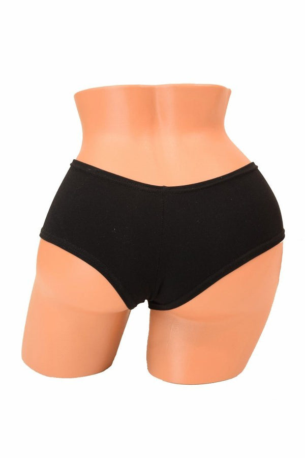 Black Soft Knit Cheeky Booty Shorts - 2