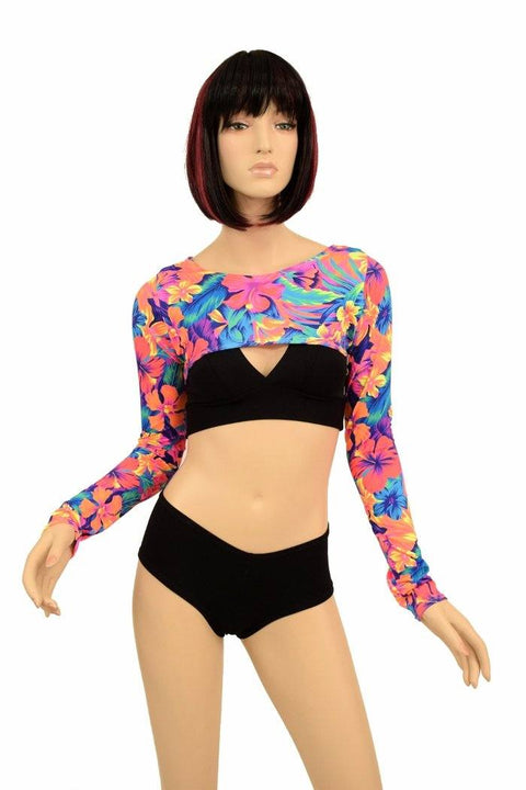Tahitian Floral Bolero Dance Sleeves - Coquetry Clothing