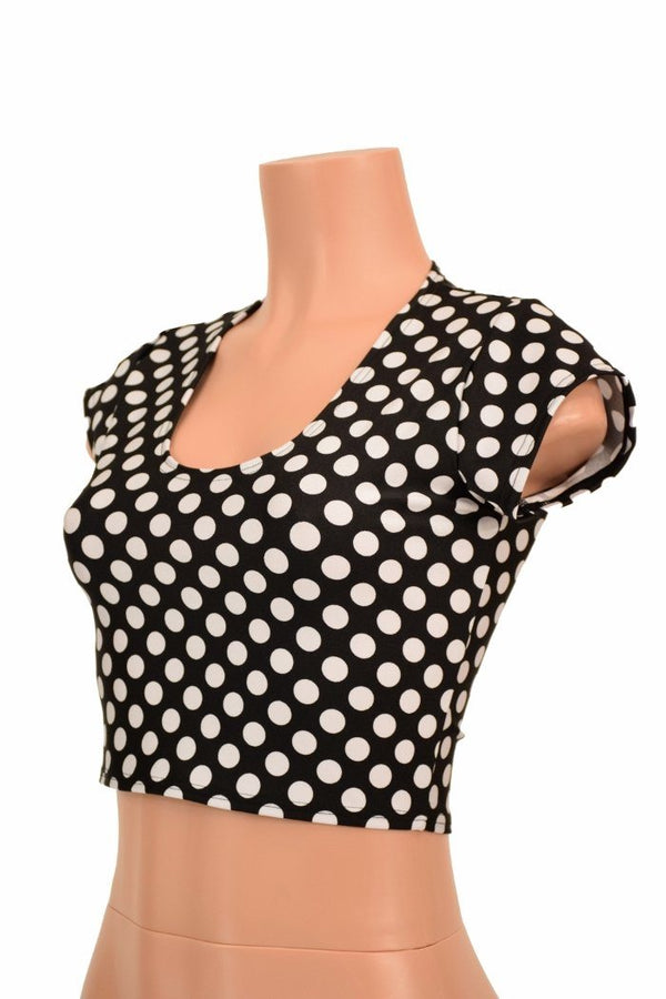 Polka Dot Cap Sleeve Crop - 3