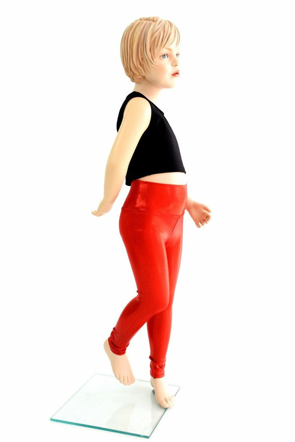 Kids Red Sparkly Jewel Leggings - 2