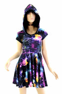 Cap Sleeve Galaxy Hooded Skater Dress - 1