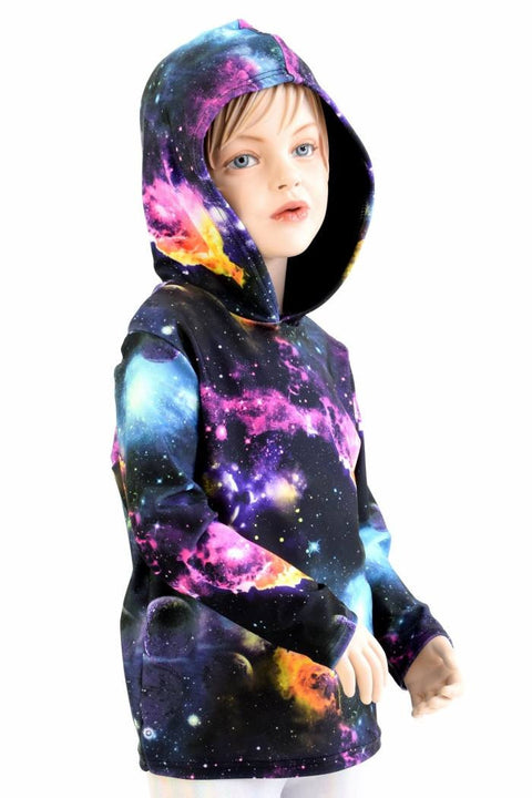 Childrens Galaxy UV Glow Long Sleeve Hoodie - Coquetry Clothing