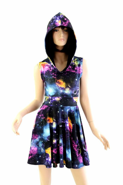 Galaxy Pocket Hoodie Skater Dress - Coquetry Clothing