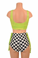 2PC Lime & Checkered Lace Up Set - 5
