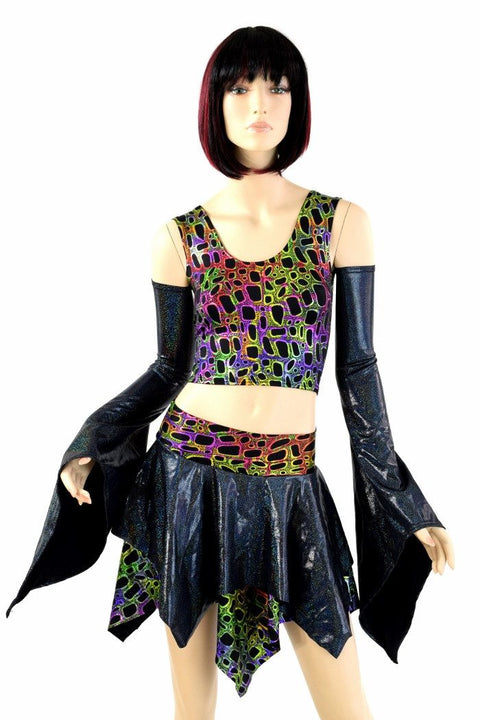 Pixie Day-Tripper Set in Black Holo & Poisonous - Coquetry Clothing