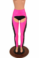 Neon Pink Holographic Fringe Chaps (Shorts Not Included) - 2