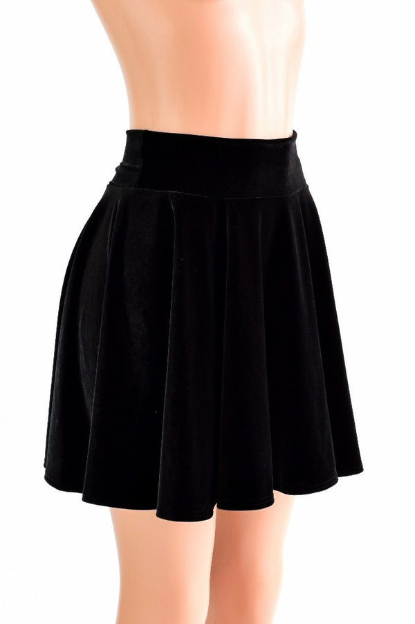 19" Black Velvet Skater Skirt - 3