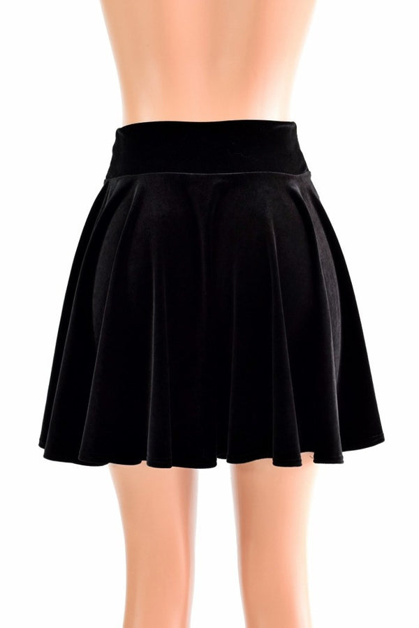 19" Black Velvet Skater Skirt - 4