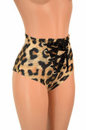 Leopard Print Front Lace Up Siren Shorts - 3